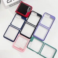 9666韓風純色邊框三星SAMSUNG Galaxy Z Flip3 Flip4 Flip5 電話手機殼