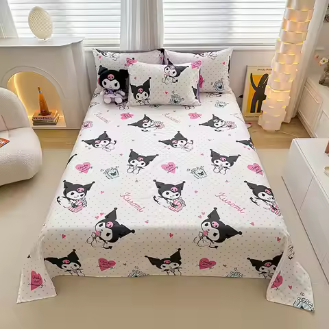 Hello Kitty Cotton Sheets Cartoon Sanrio Kuromi Melody Single Bed Sheets Home Double Bed Sheets Stud