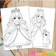 Set of 50 Cute Anime Chibi Princess Coloring Pages A4, A5 Size - Educational toys to help children p