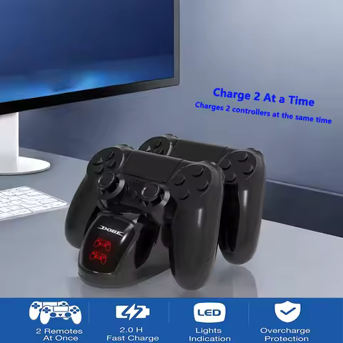 PS4 Controller Charger Dock,P4 Dual Controller Charging Station, PS4 Controller Accessories Black