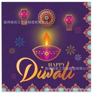 2023 Happy Diwali Theme Disposable Paper Plate Paper Cup Banner Napkin Tableware Set for Diwali Festival of Lights Party Decoration
