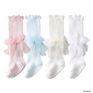 Peak Girls Long Socks Combed Cotton Stockings Dotted Grip Fashionable Bowknot Socks