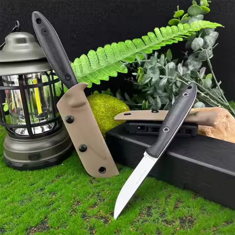 ESEE Fixed Blade Small Straight Knife, Stone Washed Blade Linen Handle with Kydex Sheath Utility Kni