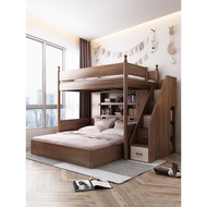[🔥Free Delivery🚚🔥]Staggered Upper and Lower Bed Dislocation High and Low Bed with Desk with Wardrobe Elevated Bed Children's Bed Storage Bed with DrawerSingle/Queen/King Bed Frame