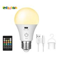 LED Rechargeable E26 Light Bulb with Remote Control Battery Operated Smart RGB Color Change Function