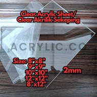 [ACRYLIC.CO] 2mm Clear Acrylic Sheet With Different Kind Of Size - 8" x 8"/ 9" x 9" / 10" x 10" / 12