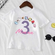 BT21 BIRTHDAY T-SHIRT WITH CUSTOME NUMBERS AND NAMES - CUTE, COOL AND AESTETIC TSHIRT