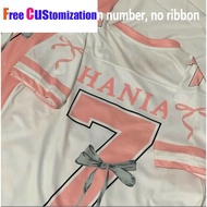 【Free Custom Name】Baju Jersey Perempuan Number 7 Dry T Shirt Coquette Oversized American Style Shoul