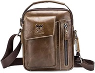 Hebetag Leather Shoulder Bag Handbag for Men Women Everyday Use Casual Business Briefcase Cross Body