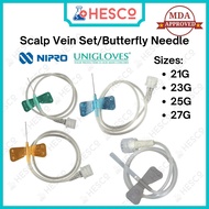 Scalp Vein Set Butterfly Needle 1pc —  21G 23G 25G 27G Infusion Set Sterile IV Drip Unigloves Nipro 