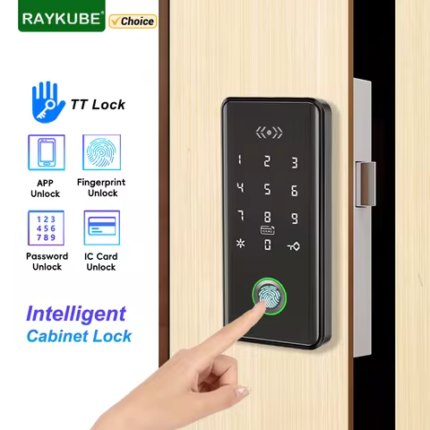 RAYKUBE TT Lock Blutooth Smart Fingerprint Drawer Lock Electric RFID 13.56MH IC Card Digital Cabinet