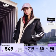 adidas阿迪达斯三叶草女装两面穿加厚保暖仿羊羔绒夹克外套H39019 黑色 34