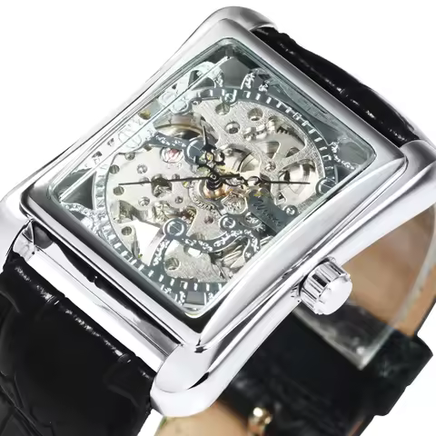 WINNER Vintage Skeleton Mechanical Watch for Women Classic Elegant Ladies Watches Leather Strap Busi