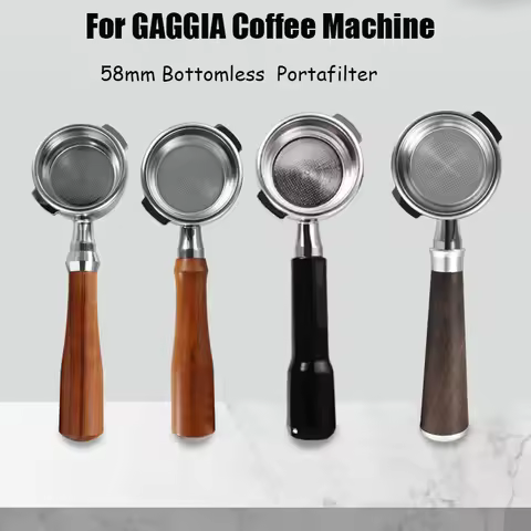GAGGIA Bottomless Filter Holder 58mm Solid Wood Handle Portafilter Universal for Gaggia Classic Coff