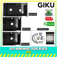 COMPLETE PACKAGE OF HANDMADE GIKU Stainless Kitchen Sink Economical Black and Silver Kitchen Sink SE