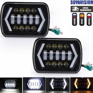 90W 7x6 5X7" Waterproof LED Headlight White DRL Amber Turn Signal For Jeep YJ Cherokee XJ Trucks H4 