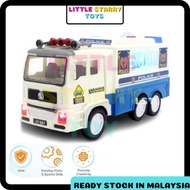 Ready Stock  Kids Boy Auto Moving Police Truck with Siren & LED Lights and Sound Electronic Toy Play