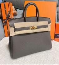 全新 H ermes Birkin 25 積雨雲灰金扣