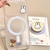 Cute Polka Dot Bunny Magnetic Bracket Xiaomi 15 14T Redmi Note14 13 Pro 14C 13C POCO X6 F6 M6 Phone 