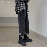 ❀┅♣Seluar hitam musim bunga lelaki trend longgar semua padan seluar jeans lurus pelajar lelaki selua