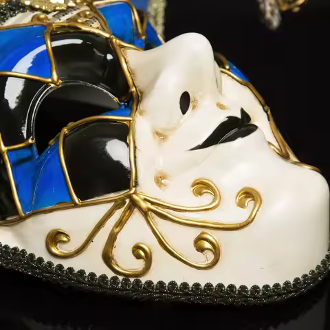 Boys Clown Cosplay Mask Venice Retro Black Blue Masks Scary Christmas Masquerade Party Painted Venet