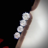 18k白k金 經典六爪  車花放大鑽石耳環 750 10分鑽石