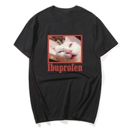 READY STOCK S-5XL Ibuprofen Cat Funny Meme Tshirt Men/women Unisex Clothing Printed Clothes Cotton T