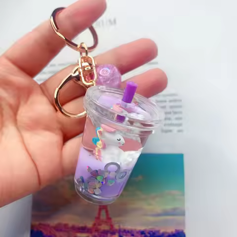 boba milk tea keychain Bubble Tea Cup Keychain Small Boba Milk Tea Cup Keyring Kawaii School Bag Pen