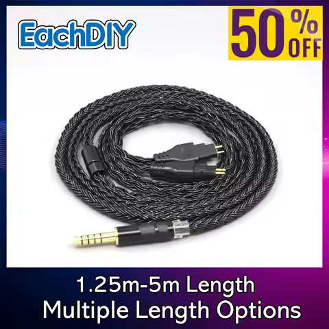 Black 16 Core Plated Silver OCC Earphone Cable For Sennheiser HD580 HD600 HD650 HDxxx HD660S HD58x H