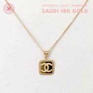 COD PAWNABLE 18k Legit Original Pure Saudi Gold Designer Square Medallion Necklace