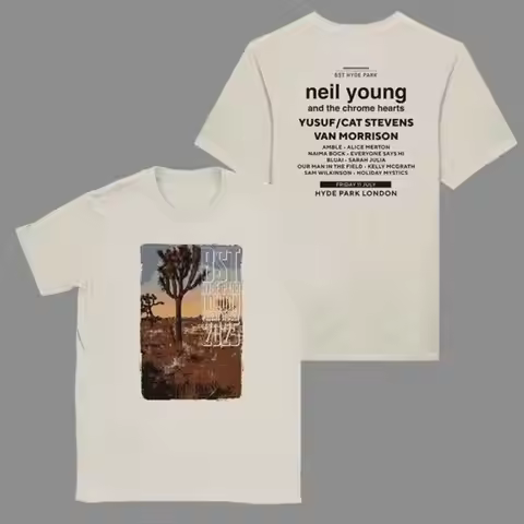 Neil Young London 2025 T Shirt Äì BST Hyde Park July 11 Show Two Sided