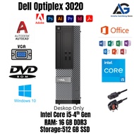 Dell OptiPlex 3020 SFF Desktop - Intel Core i3/i5/i7 4th Gen - 8GB RAM - 256GB SSD - Windows 10 Pro 