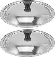 HEMOTON Stainless Steel Universal Lid for Pots, Design with Heat Resistance Knob, Fits 7 to 10 Replacement Frying Pan Cover and Cast Iron Skillet Lid (2 Pack)