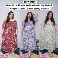 Ready Stock Plus size Floral Maxi Dress/ Long Dress (3977)  现货大码 碎花甜美花花长连衣裙 *Bust 36 to 58 inch /91 