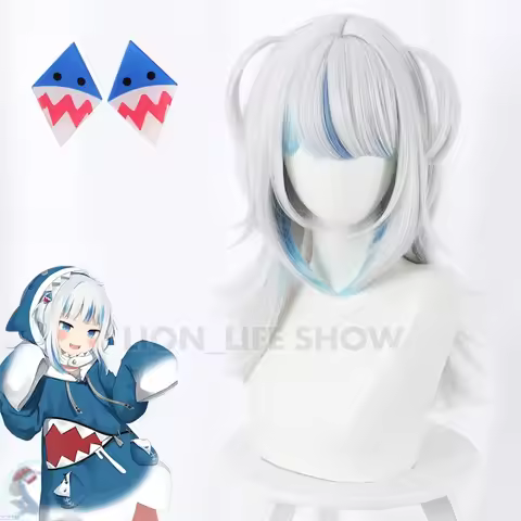 VTuber Hololive English Cosplay Gawr Gura Wig Cute Wig Hololive English Cosplay Hair Gawr Gura headd