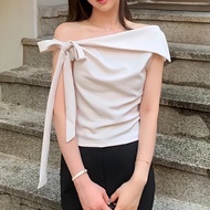 Fairy.store Aurora Shirt Off-Shoulder Top With Bow Tie Detail TS2119