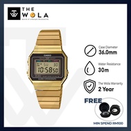 (2 Years Warranty) Casio Vintage Digital Watch A700WG-9A Gold Stainless Steel Strap Ladies Watch