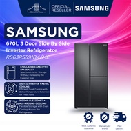 Samsung 670L 3 Door Side By Side Inverter Refrigerator RS63R5591B4/ME (Black) RS63R5591B4 | inverter