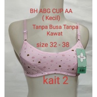BRA for Teenagers, AA Cup (small) semi miniset, 2 hooks, size 32 - 38, No Sponge, No Wire ( 522) BRA