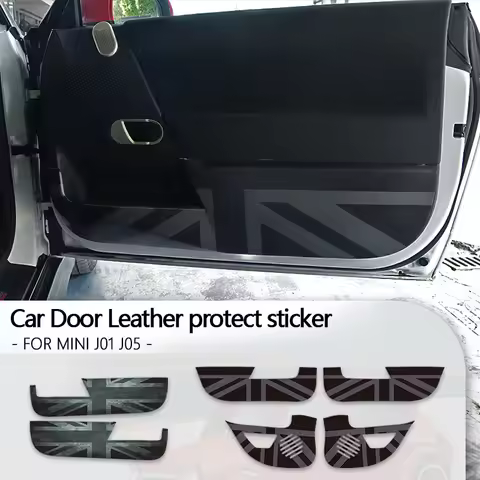 1Set For Mini J01 J05 Leather Sticker Car Inner Door Panel Protection Anti Kick Film Sticker For Min