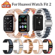 New Stainless Steel Resin Watchband For Huawei Watch Fit 2 Strap Resin Stainless steel Bracelet For 