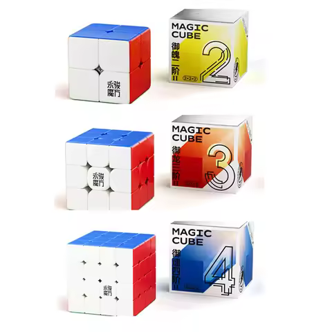 YJ New YuPo/YuLong /YuSu Ⅱ Magnetic 2x2 3x3 4x4 Stickerless Speed Cube YongJun Magic Cube Puzzle Cub