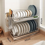 304 Stainless Steel Drain Dish Rack Household Kitchen Countertop Dish Drying Storage Rack Water Filter Small Dish Rack