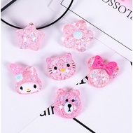 Charm Pink epoxy Plastic Animal Face Decorated Hair Ties, Phone Covers, DIY