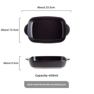 【A Happy】 Scandinavian Ceramic Binaural Baked Rice Plate Rectangular Baking Bowl Lasagna Baking Tray