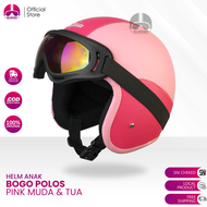 Hijmuku Helm Bogo Anak Polos Retro Kacamata Pororo 2 3 4 5 6 Tahun Cewek Cowok Lucu Packing Kardus
