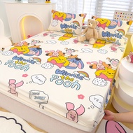 Winnie the Pooch Bed Sheet Cute Cartoon Anime Fitted Bedsheet Cover Disney Print Mattress Protector Pillowcase for Kid Single Queen King Size 卡通 迪士尼 床笠 床单