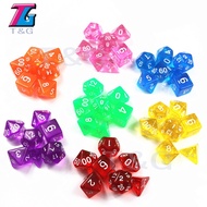 Colorful Transparent 7pc Die Set with Candy Effect Poker Game D&d D4,d6,d8,d10,d12,d20 For Rpg Dnd B