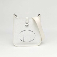 HERMES EvelyneMini160U新白色TC皮W刻銀扣肩背包