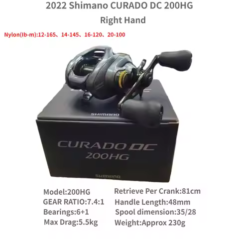 SHIMANO 2022 CURADO DC 200HG 200XG 201HG 201XG 7.4:1 8.5:1 Gear Ratio Saltwater Low Profile Baitcast